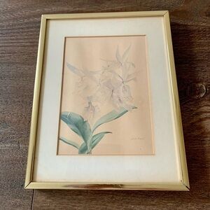 vintage Gloria Eriksen prints 1980’s Watercolor Print White Orchids 8/10”